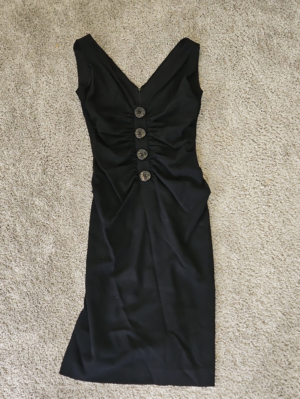 Dolce & Gabbana Black Wool V‑Neck Ruched Midi Dress Y2k 44/L